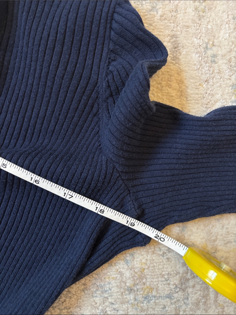LOFT Navy Ribbed Open-Front Long Cardigan - Picture 4 of 6